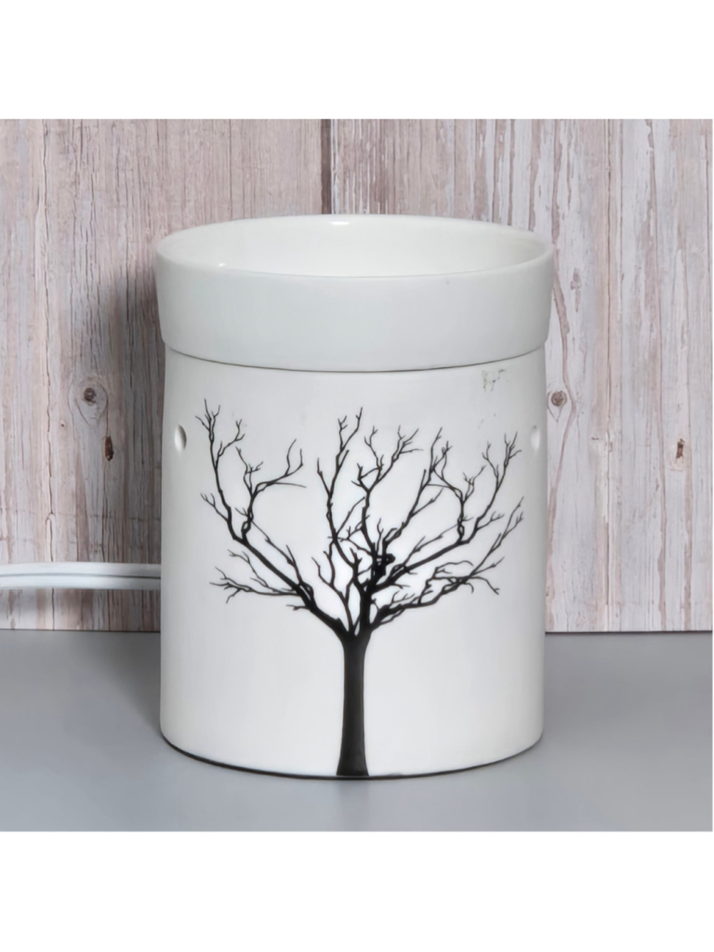 Scentsy Tilia Warmer White Ceramic Black Tree Retired Electric Wax Warmer